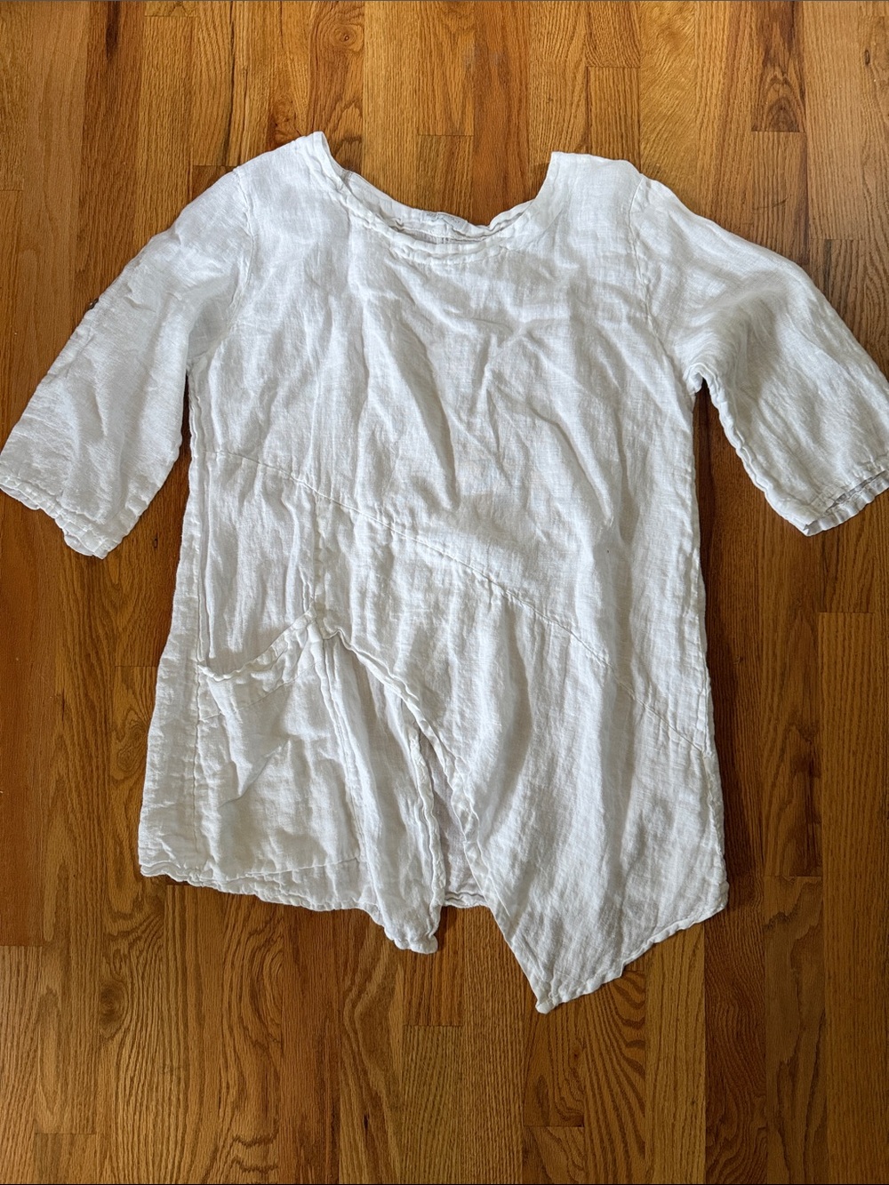 White 100% Linen Tunic Top made in Italy S